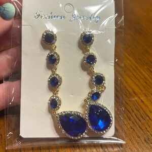 Elegant Blue and Gold Drop Earrings